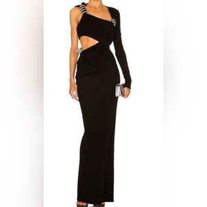 Christopher Esber Black Asymmetrical Coiled Twist Torso Maxi Dress NWT